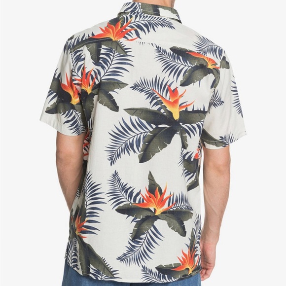 QUIKSILVER Poolslider Button Down Shirt Mens XXL Tropical Print Regular Fit - Picture 7 of 10